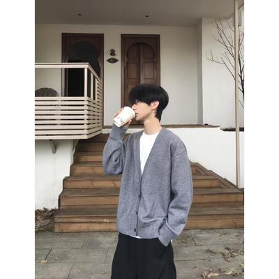 TENEMPTY韩V领复古针织毛衣开衫