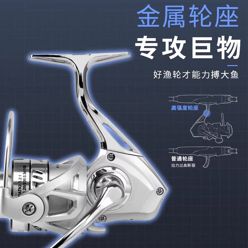 纺车轮路亚微物全金属斜口线杯正品远投渔轮无间隙路滑矶钓鱼线轮