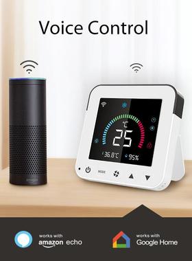 涂鸦WiFi智能温湿度彩屏红外温控器空调温控器屏显温控器-白色