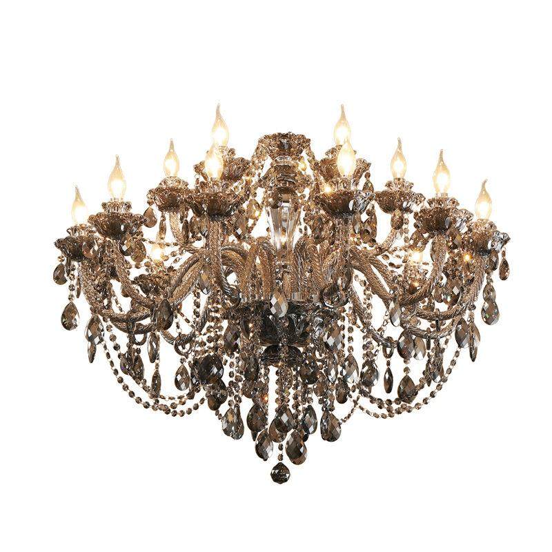 欧式客厅吊灯餐厅灯烟灰卧室水晶灯轻奢现代别墅书房蜡烛家居灯具,家装灯饰光源,智能吊灯,淘宝优惠券,粉丝福利购,淘宝优惠卷