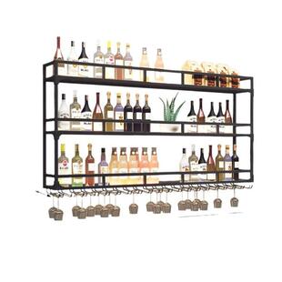 新款北欧挂墙酒架酒吧红酒展示架倒挂酒杯架热门铁艺挂墙上置物架