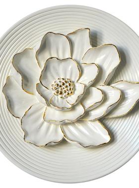 树脂工艺品花朵壁饰盘子创意墙面装饰品电视背景墙装饰