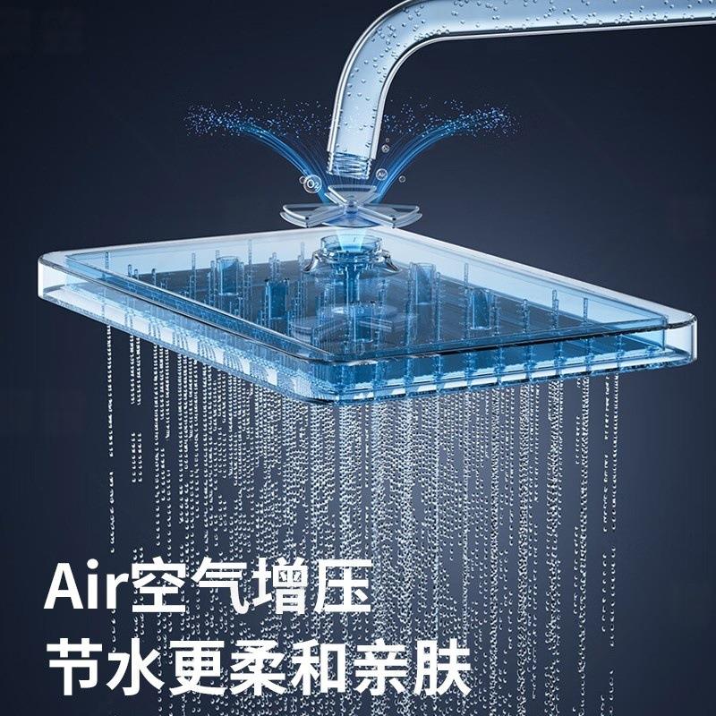 高端纯铜恒温大置物淋浴花洒套装冷热多功能增压按键贴墙沐浴枪灰