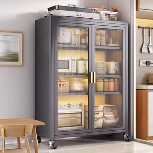 速发厨房多功能橱柜置物架落地家用碗柜收纳柜餐边柜子储物柜靠墙