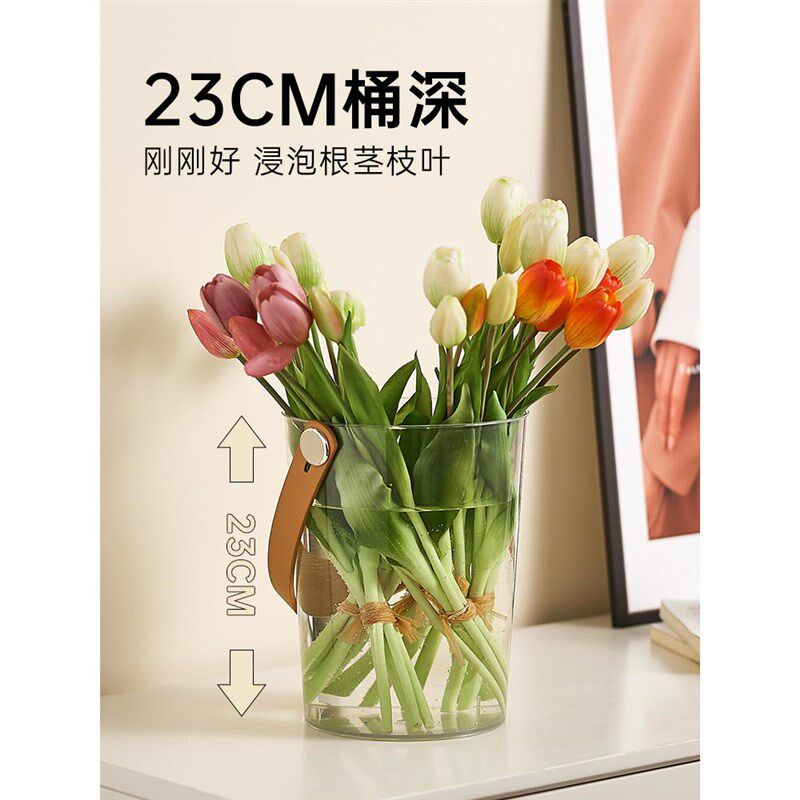 速发醒花桶透明亚克力花店专用花瓶深水养花桶家用大号法式醒花筒