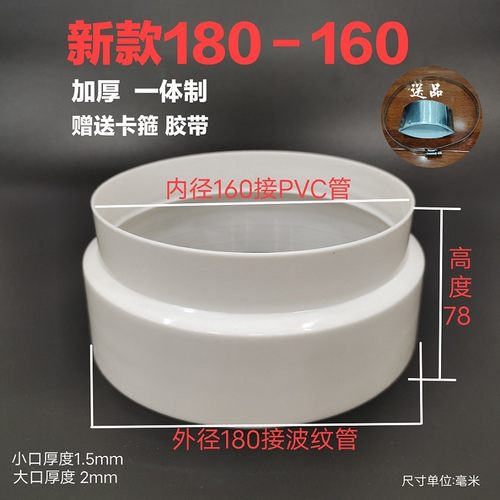 速发160转180mm200转10转pm变径接头1600200mm直接mvc管油烟机烟