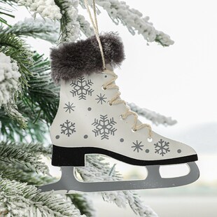 速发港饰木质鞋件圣诞挂子靴子溜冰鞋圣诞树挂件橱窗挂件圣诞装恒
