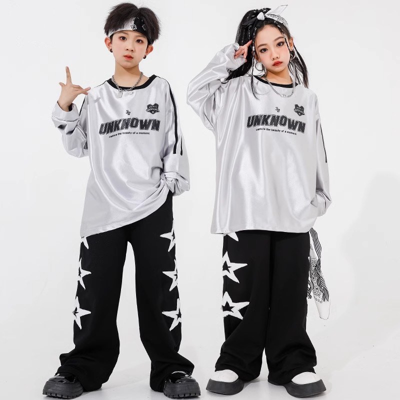 速发少儿街舞潮服光孩嘻哈酷帅套装孩反服闪亮走秀男装六一演出服