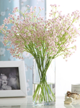 速发单支粉白色U天假 花P满胶手感星花配花瓶手捧装饰花10支包邮