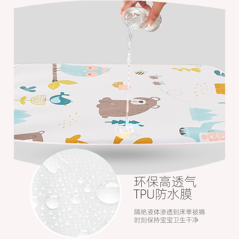 速发儿童床笠单件薄垫专用婴儿床纯棉防水隔尿透气1.2m床罩床垫套