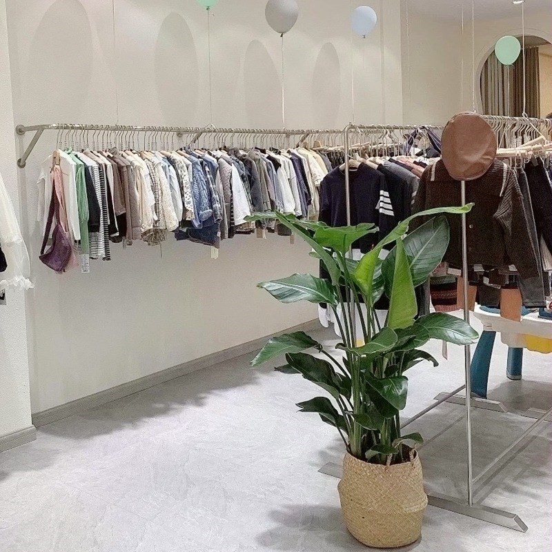 速发陈装店展示架服列架上墙壁挂衣店不锈钢专用装货架童装架展示