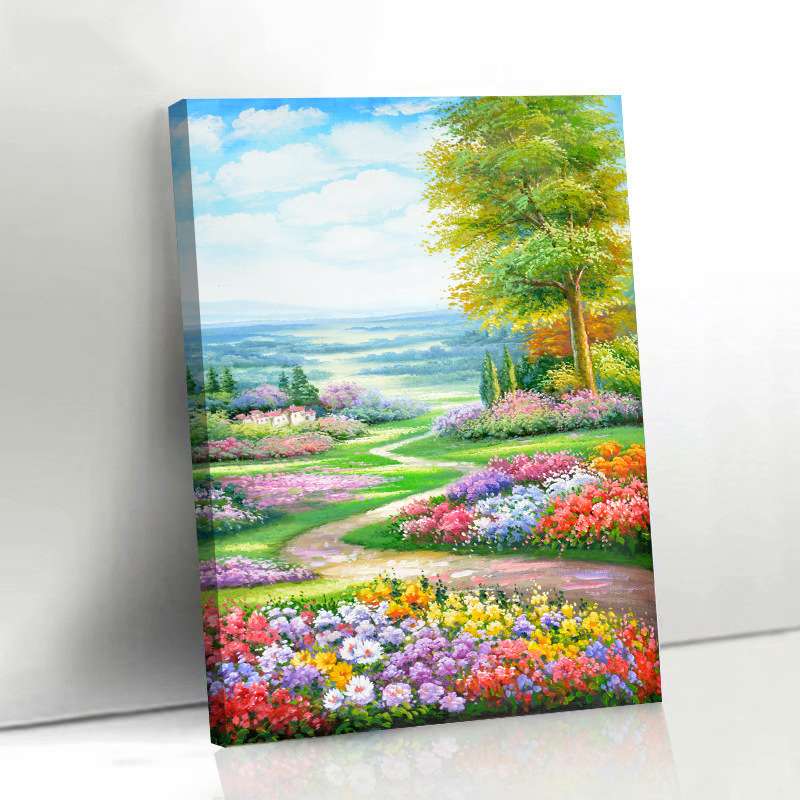 工厂 松木条+油画布无框画北欧无框装饰画帆布画芯高清喷绘画