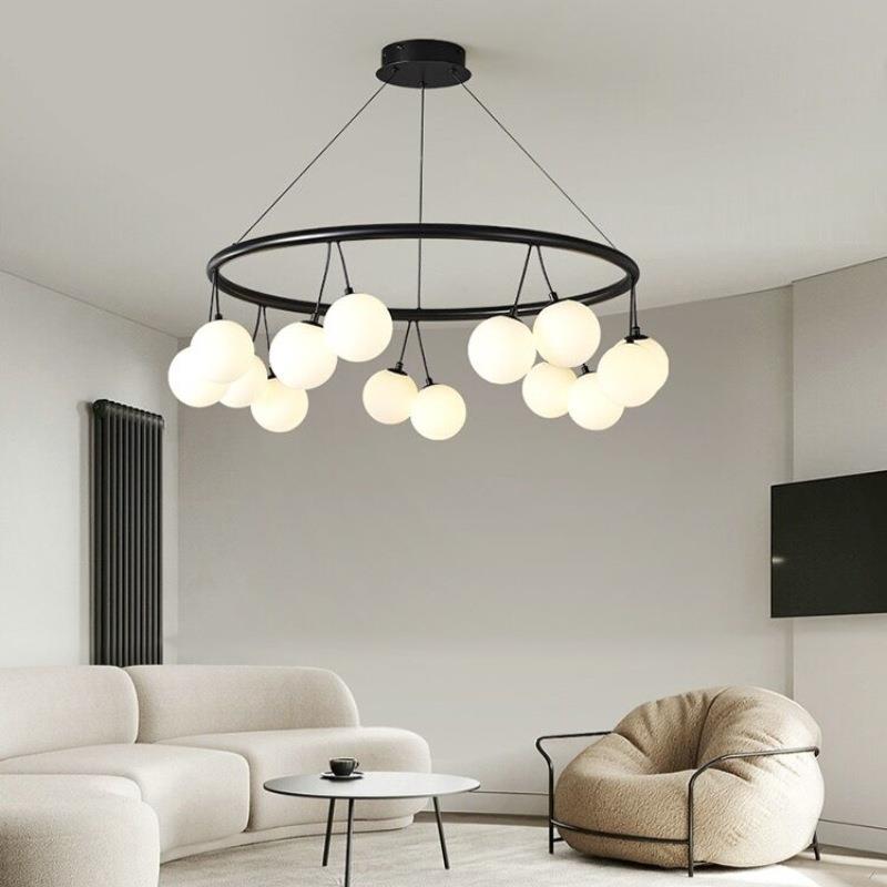 意式极简轻奢个性樱桃黑色客厅吊灯设计师款样板房餐厅卧室玄关灯