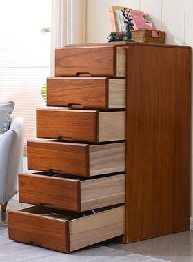 实木家用加深60cm储物柜抽屉式收纳柜小斗柜夹缝柜卧室客厅五斗柜