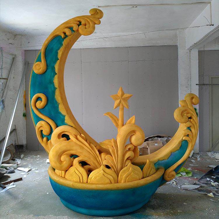 公园人物卡通雕塑月亮花婚庆雕塑美陈布置活动舞台道具