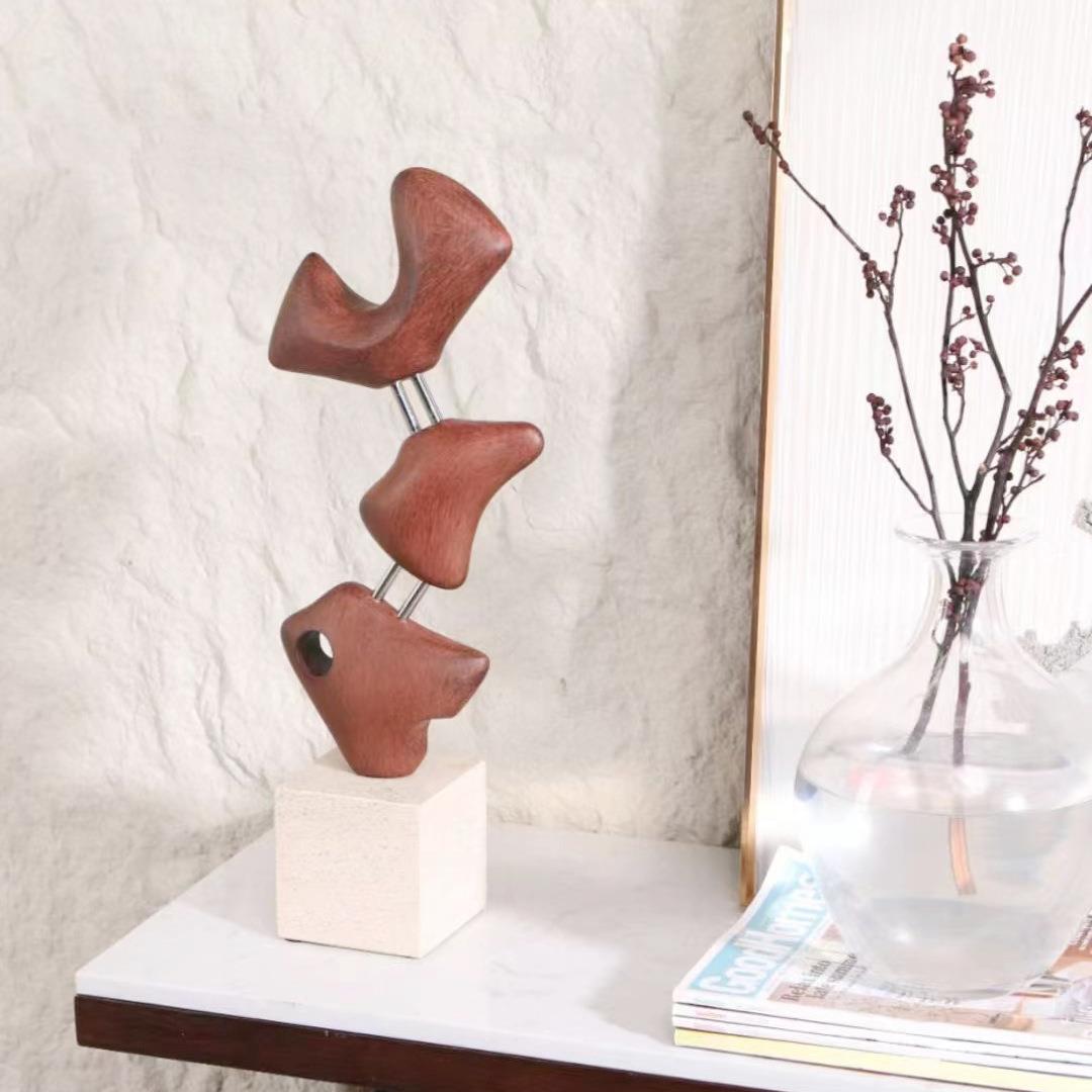 美豹现代简约大理石几何造型摆件样板房售楼处桌面茶几书架摆设品