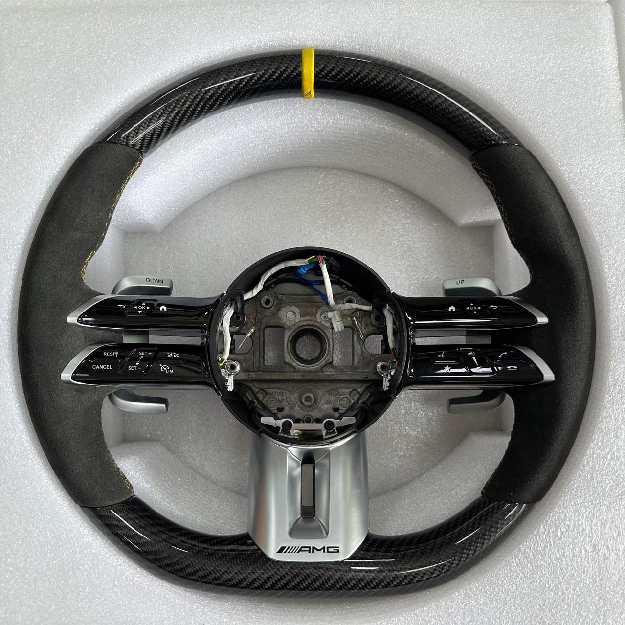 适用于奔驰AMG碳纤维方向盘e300c200lsk蜻蜓按键总成通用老改新