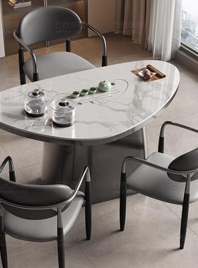 IL意式轻奢家用岩板茶桌椅组合小户型阳台茶台烧水壶一体功夫泡茶