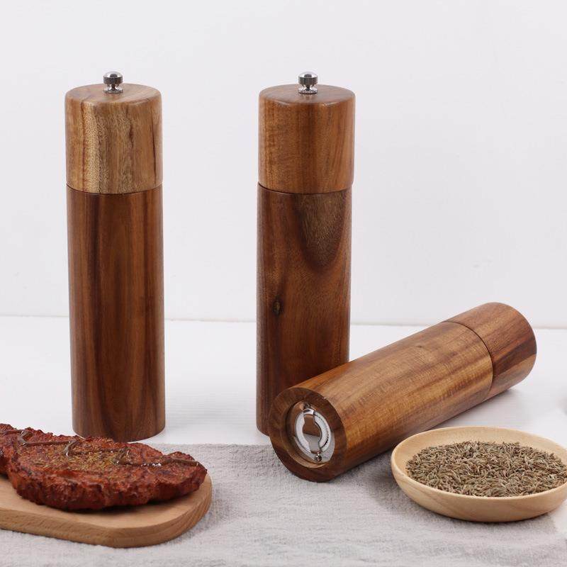 实木手动可调研磨器牛排撒料调味瓶黑胡椒粒花椒芝麻孜然研磨新款