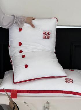 新婚枕头结婚家用可水洗全棉刺绣立体婚庆枕芯