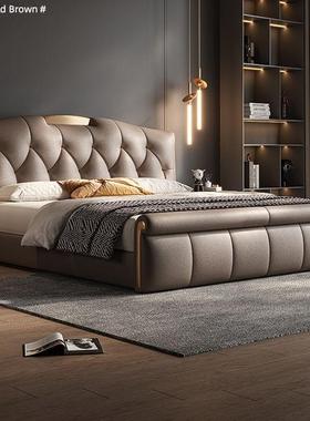 轻奢新款豪华双人床意式双人主卧大床现代简约储物婚床木