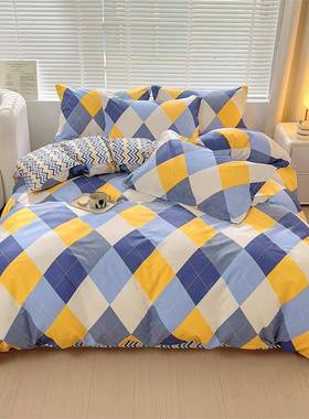 全棉四件套100纯棉单双人斜纹印花学生三件套1.5/1.8米床