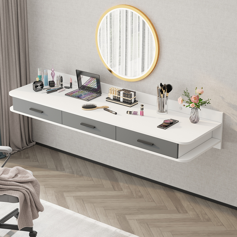 梳妆台书桌一体家用飘窗化妆卧室小户网红悬空化妆台现代简约定制