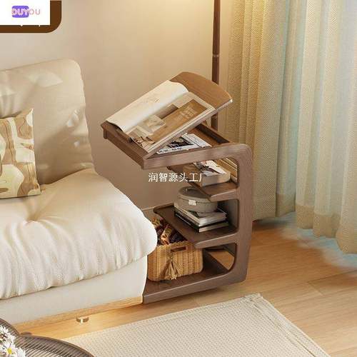 可移动实木沙发边几客厅带轮侧边柜床头置物架家用茶几小桌子