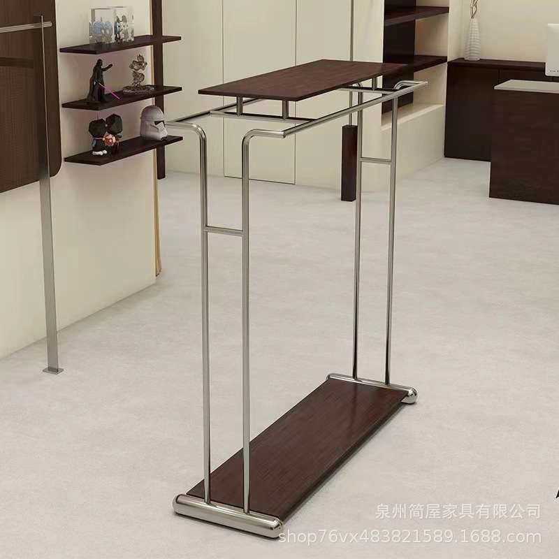 服装店不锈钢双排中岛展示架男女装店落地式新款挂衣架陈列架