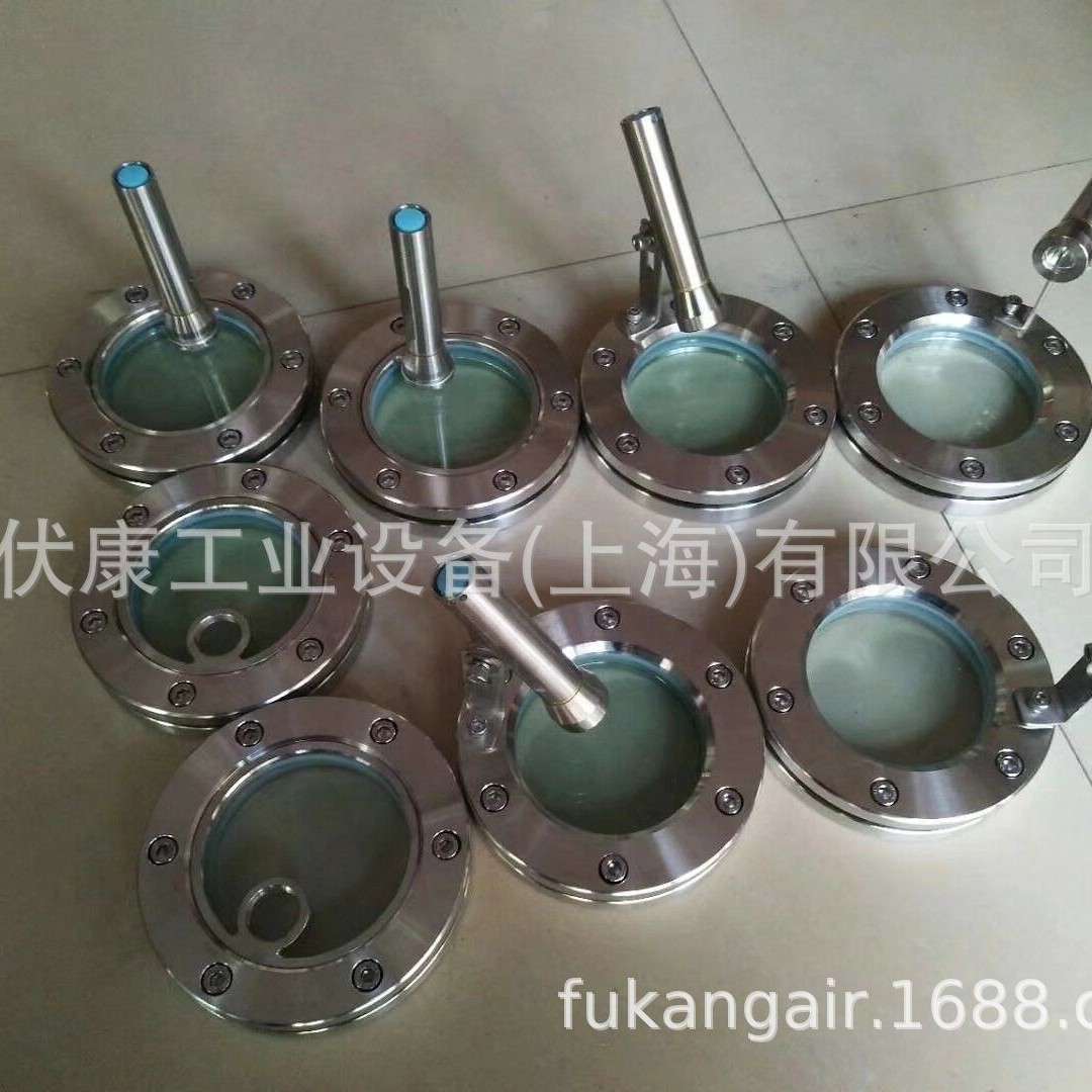 304/316L不锈钢法兰带灯视镜 带手电筒视窗法兰对夹视镜DN50 65