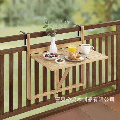 阳台折叠桌壁挂式简易小桌子休闲娱乐点心托盘桌室外长方形竹木桌