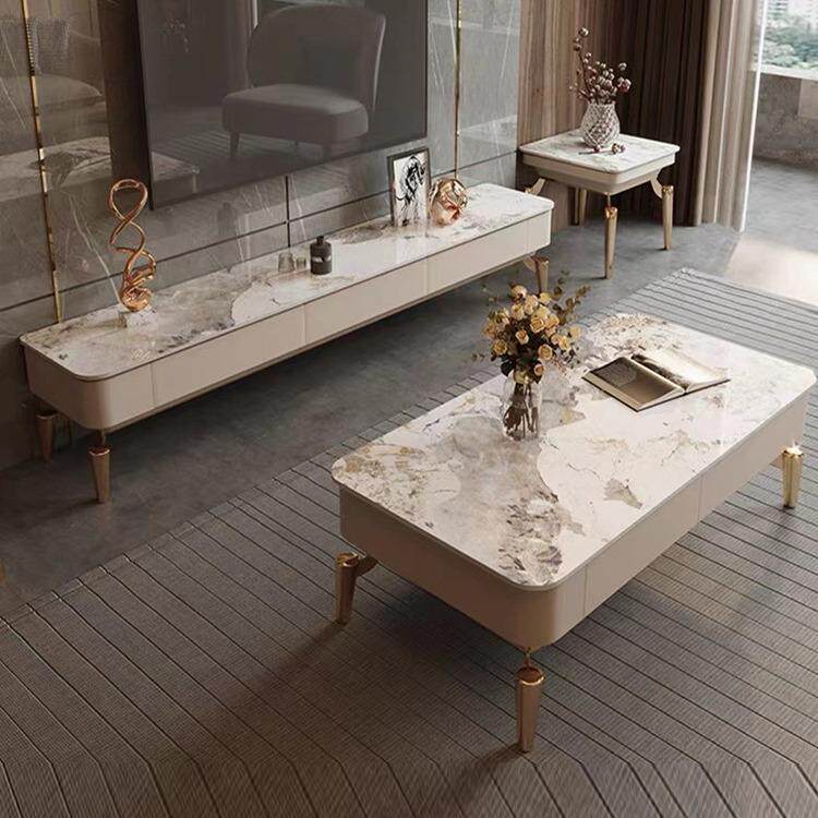 意式轻奢岩板电视柜茶几组合现代简约小户型客厅家用高端烤漆地柜