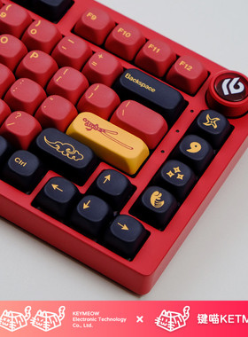 红武士主题键帽KOA高度131键红色热升华机械键盘键帽键喵KEYMEOW