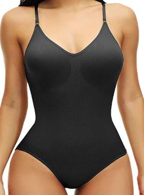 V Neck Spaghetti Strap Bodysuits Compression Body Suits Open