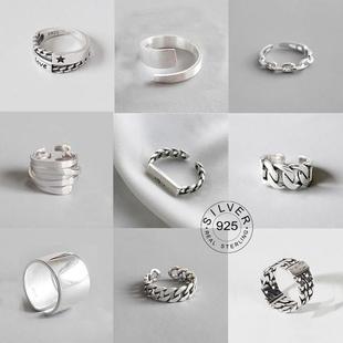 Color Metal Rings Vintage Design Open Silver Letter New Punk