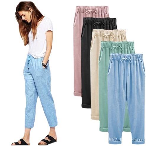 九分裤加大码200斤胖mm女裤 new women pants big size 6xl pants