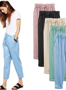 九分裤加大码200斤胖mm女裤 new women pants big size 6xl pants
