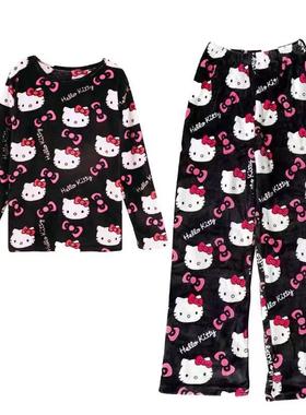 Cartoon pajama pants for women, loose fitting, casual, suit