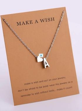 Initial 26 Letter Necklace Heart Necklaces Women Girl's