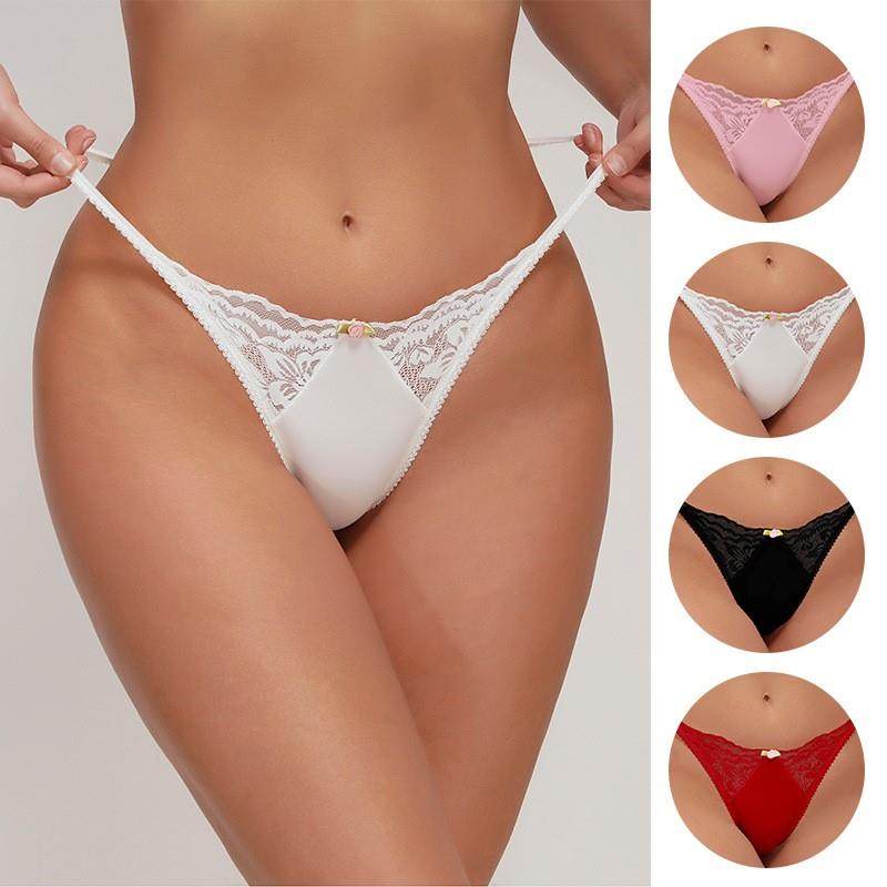 欧美款青年女性舒适简约性感女士内裤白色蕾丝丁字裤女underwear