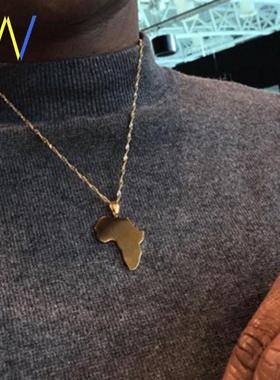 Africa Map Necklace Pendant Women Men Gold Silver Jewelry