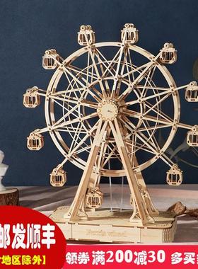 Robotime Rokr DIY 308pcs Laser Cutting Movable Steam Train W