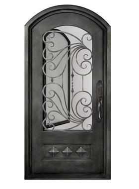 奢户外别家用防墅盗门铁艺入户门形圆顶单轻开门81563进户弧门玻璃门