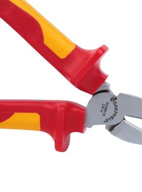 S04610绝缘老钳钢0丝钳654277寸8斜寸尖嘴钳双色柄斜嘴钳口虎钳