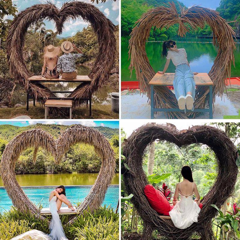 摇摇巢椅户外秋形千吊椅网红景点打卡爱心圆P悬挂创意带灯休鸟闲