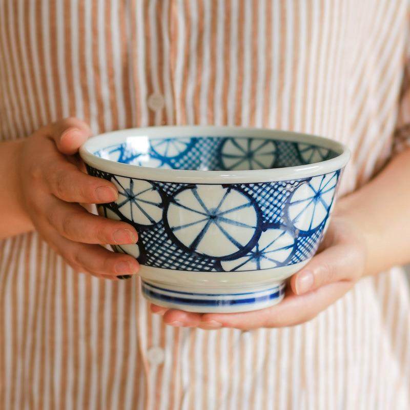 进口厘美浓碗烧陶高脚碗日式复古釉54024下彩1瓷6米盖浇饭家用汤碗面碗