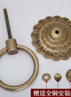 门tfgj#fgu环中黄式装拉饰头大门手黄老式门环兽头把手狮子仿古配