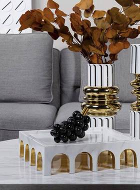 新品意白色拱居门DS8426艺术摆件家家餐桌果盘创树脂工艺品居装饰