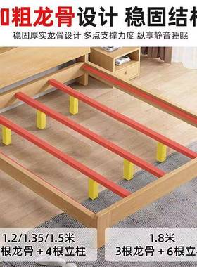 发用韧木床家21976双人床卧室板式床人床出租房用单床架实经济型