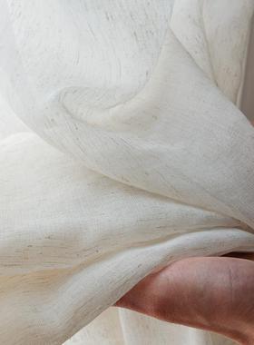 法式奶油风白色亚麻纱帘透帘光室不F5M7ST7M透客厅阳台卧人飘窗隔